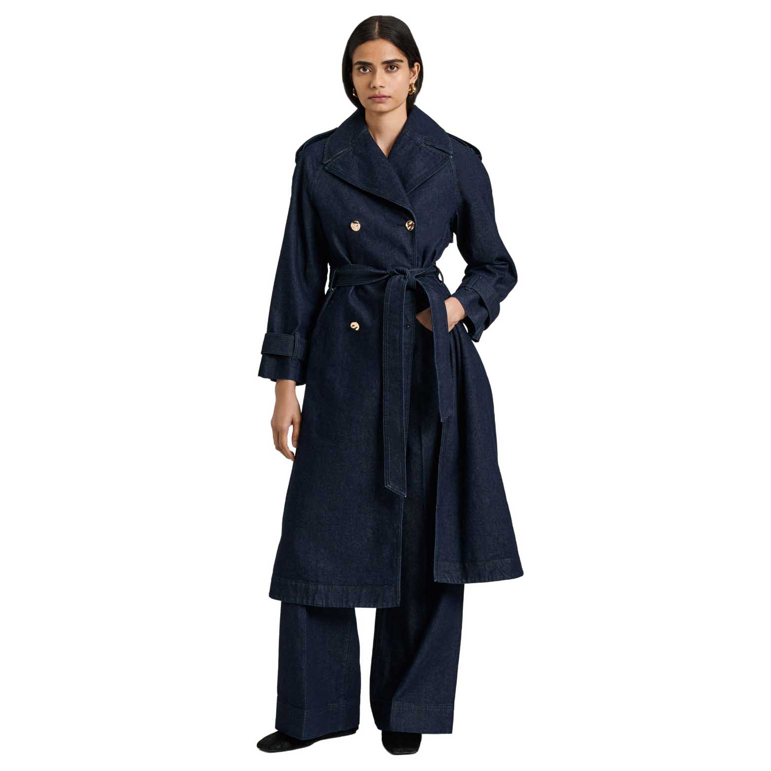 Veronika Maine Dark Indigo Denim Trench